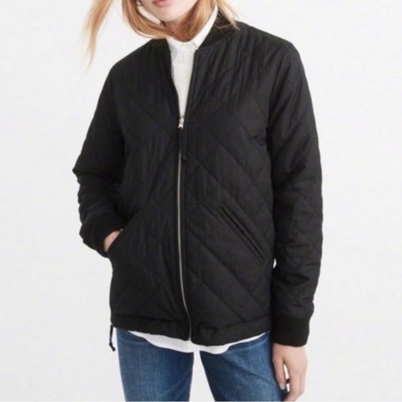 Abercrombie Reversible Quilted Down Bomber Jacket - Picture 1 of 11